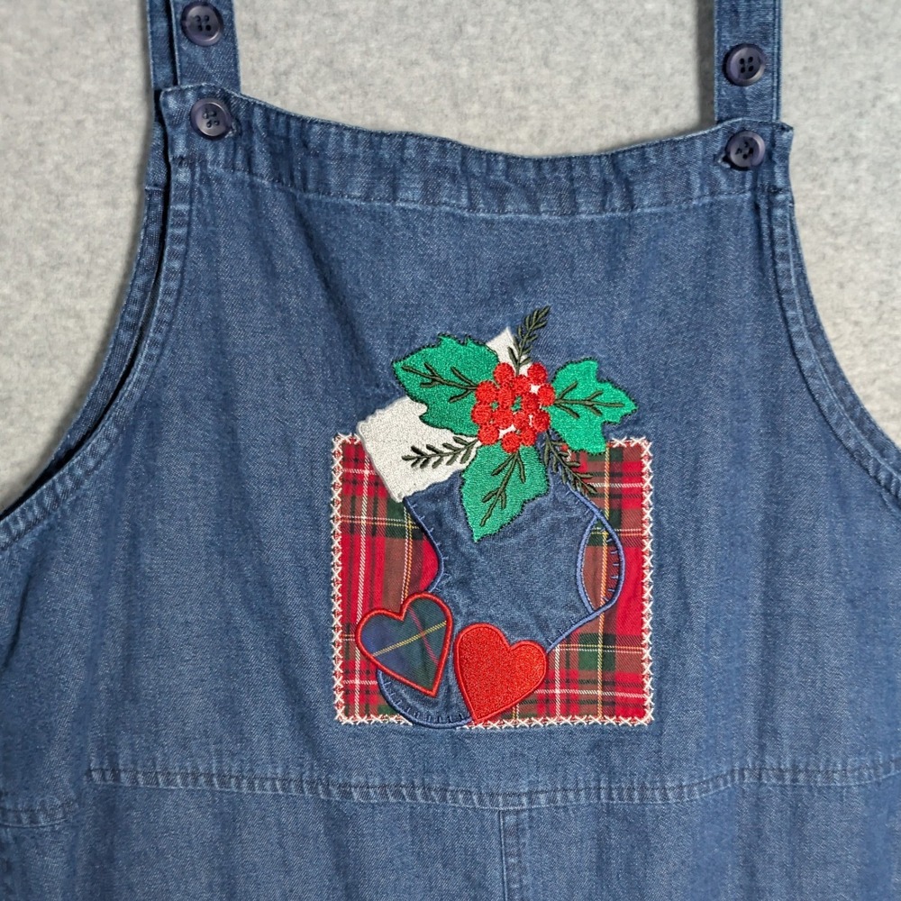 Westbound Pinafore Jumper Dress Medium Christmas Plaid Denim Holiday Festive - Picture 13 of 15